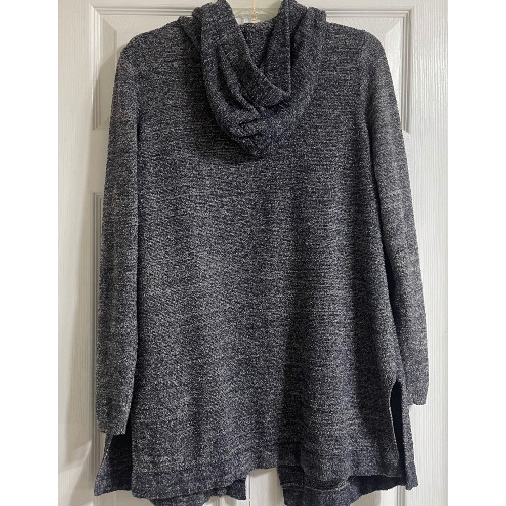 Barefoot Dreams CozyChic Lite Cardigan Hooded Pockets Navy Heathered Hooded L - Picture 6 of 16